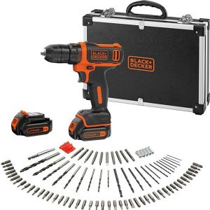 Black+Decker BDCDD12BAFC-QW 10.8V 1.5Ah Li-Ion Şarjlı Matkap Vidalama,Taşıma Çantası,100 Parça Aks. Seti